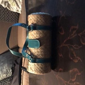 Cylinder shaped grass handbag by Liz Claiborne